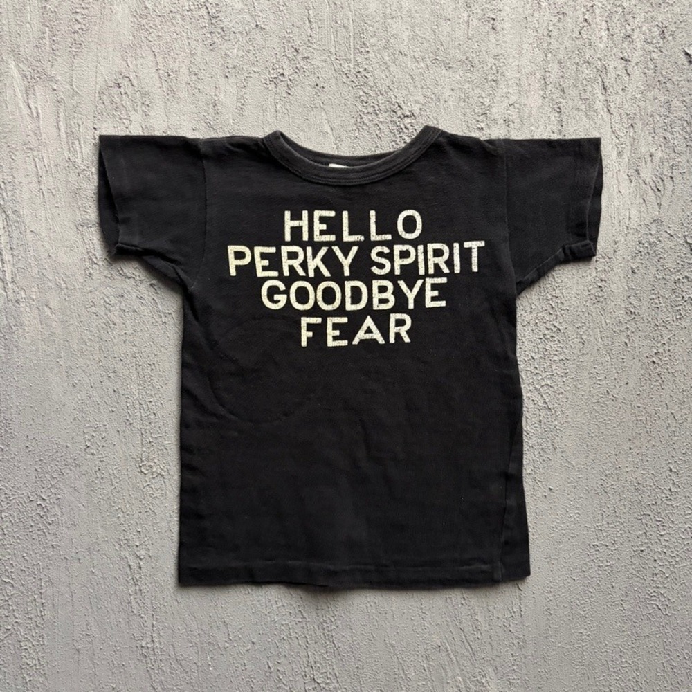 Denim Dungaree T-Shirt Medium 120CM Black Hello Perky Spirit Japan Baby Tee